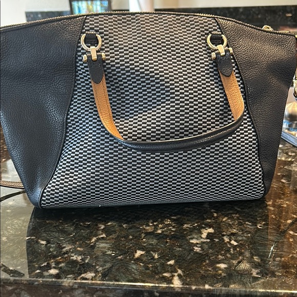 Coach Blue Satchel with Elegant Structure and Gold Accents - Picture 5 of 7